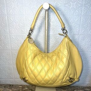 Charles David Yellow Quilted Leather Hobo Bag